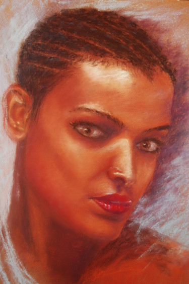 Peinture intitulée "pastel-portrait.jpg" par Monique Hirel, Œuvre d'art originale