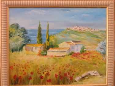 Painting titled "huile-paysage-prove…" by Monique Hirel, Original Artwork