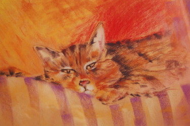 Peinture intitulée "pastel-animaux-chat…" par Monique Hirel, Œuvre d'art originale