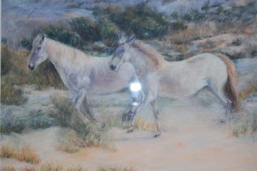 Malerei mit dem Titel "pastel-animaux-chev…" von Monique Hirel, Original-Kunstwerk