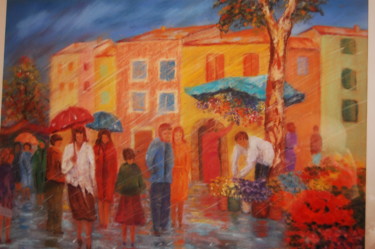 Painting titled "marché provençal so…" by Monique Hirel, Original Artwork