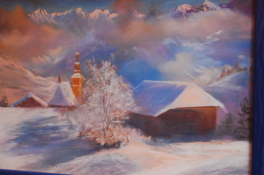 Peinture intitulée "village de montagne" par Monique Hirel, Œuvre d'art originale
