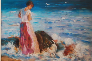 Painting titled "pastel-scene-millet…" by Monique Hirel, Original Artwork