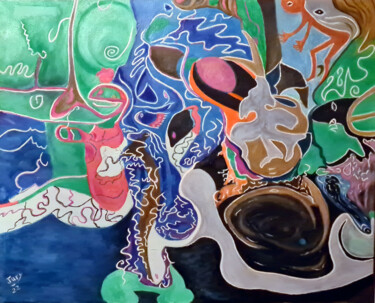 Peinture intitulée "Rat de marais chemi…" par Monique-Laurence Jury, Œuvre d'art originale, Huile Monté sur Châssis en bois