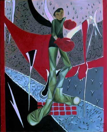 Pintura titulada "Sanguinaire" por Monique-Laurence Jury, Obra de arte original, Oleo Montado en Bastidor de camilla de made…