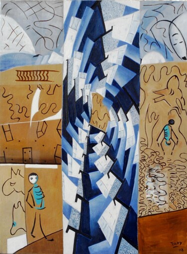 绘画 标题为“Les murs” 由Monique-Laurence Jury, 原创艺术品, 油 安装在木质担架架上
