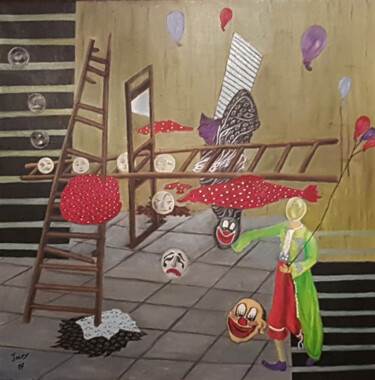Pintura titulada "La décapitation" por Monique-Laurence Jury, Obra de arte original, Oleo Montado en Bastidor de camilla de…
