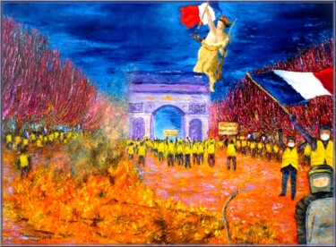 Картина под названием "Les champs de la co…" - Monique Laville, Подлинное произведение искусства, Масло