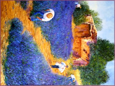 Malerei mit dem Titel "Ma Provence" von Monique Laville, Original-Kunstwerk, Öl