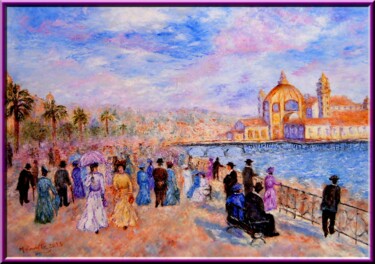 Pintura intitulada "La pomenade des Ang…" por Monique Laville, Obras de arte originais, Óleo