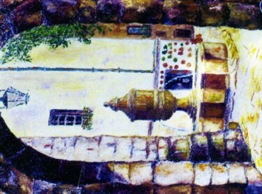 Peinture intitulée "La fontaine du Peyr…" par Monique Laville, Œuvre d'art originale, Huile