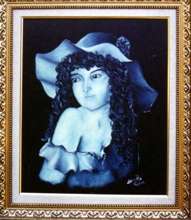 Painting titled "Portrait de Carine…" by Monique Laville, Original Artwork, Oil