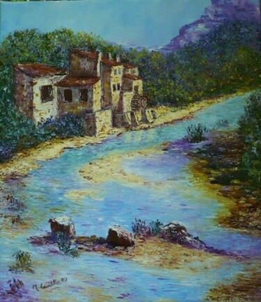 Peinture intitulée "Moulin de Pagnol N°…" par Monique Laville, Œuvre d'art originale, Huile