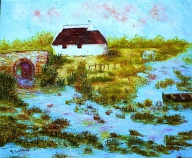 Painting titled "La maison du gardian" by Monique Laville, Original Artwork, Oil