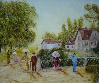 Painting titled "Paysage à Viroflay" by Monique Laville, Original Artwork, Oil