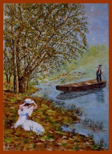 Malerei mit dem Titel "Rendez-vous au bord…" von Monique Laville, Original-Kunstwerk