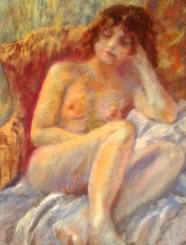 Painting titled "Belle endormie" by Monique Marie François (Moma), Original Artwork, Pastel
