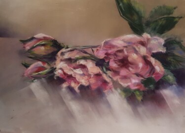 Peinture intitulée "jeté de roses" par Monique Marie François (Moma), Œuvre d'art originale, Pastel