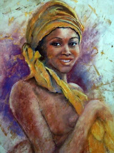 제목이 "Belle au foulard"인 미술작품 Monique Marie François (Moma)로, 원작, 파스텔