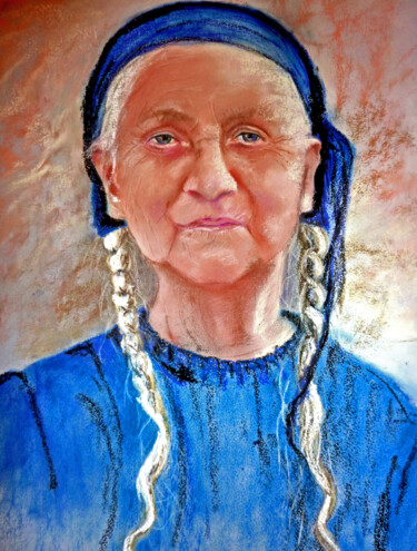 Malerei mit dem Titel "Albanaise saisie au…" von Monique Marie François (Moma), Original-Kunstwerk, Pastell