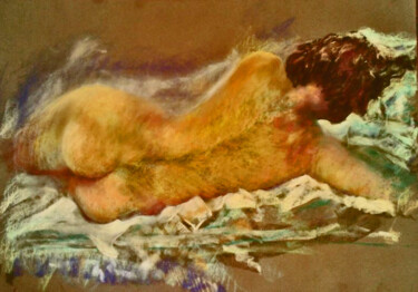 Peinture intitulée "nu couché dans un d…" par Monique Marie François (Moma), Œuvre d'art originale, Pastel