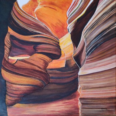 Peinture intitulée "Antelope canyon" par Monique Maurice (Mona), Œuvre d'art originale, Acrylique Monté sur Châssis en bois