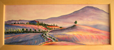 Peinture intitulée "paysage de Toscane" par Monique Maurice (Mona), Œuvre d'art originale, Acrylique