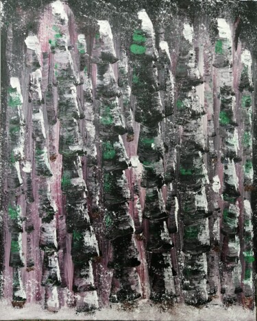 Malerei mit dem Titel "La forêt" von Monique Mert, Original-Kunstwerk, Öl