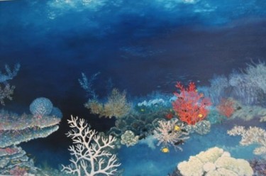 Peinture intitulée "jardin sous la mer" par Monique Navel, Œuvre d'art originale