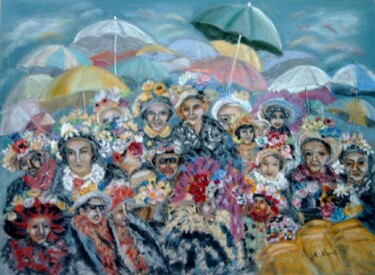 Peinture intitulée "Carnaval en chapeau…" par Monique Navet, Œuvre d'art originale