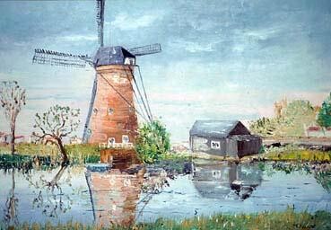 Pintura titulada "Moulin de Hollande…" por Monique Navet, Obra de arte original