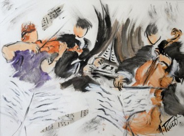 Peinture intitulée "Composition symphon…" par Monique Perret, Œuvre d'art originale, Aquarelle Monté sur Carton