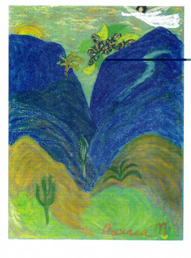 Malerei mit dem Titel "Voyage à Oaxaca" von Monique Pouchet, Original-Kunstwerk, Pastell