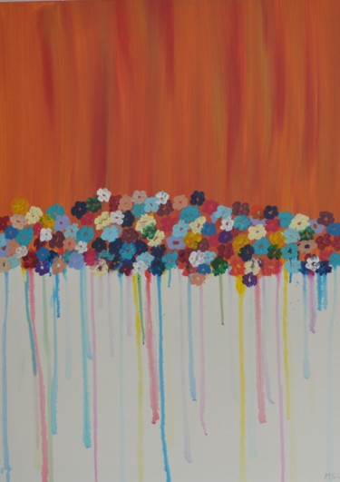 Peinture intitulée "Larmes de fleurs" par Monique Schoonenburg (MSC), Œuvre d'art originale, Acrylique