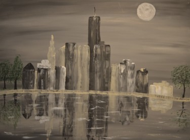 Malerei mit dem Titel "Clair de lune" von Monique Schoonenburg (MSC), Original-Kunstwerk, Acryl