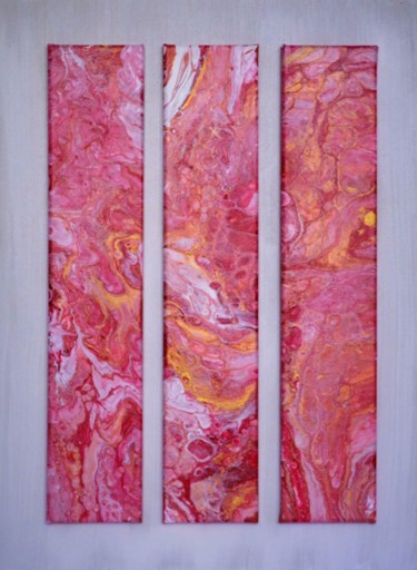 Peinture intitulée "Scarlet" par Monique Schoonenburg (MSC), Œuvre d'art originale, Acrylique Monté sur Panneau de bois