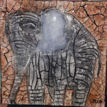 Pintura intitulada "L'éléphant" por Monique Schoonenburg (MSC), Obras de arte originais, Acrílico