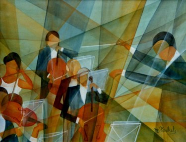 Schilderij getiteld "orchestre" door Monique Tackels, Origineel Kunstwerk