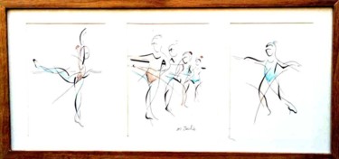 Dessin intitulée "danseuses" par Monique Tackels, Œuvre d'art originale, Encre