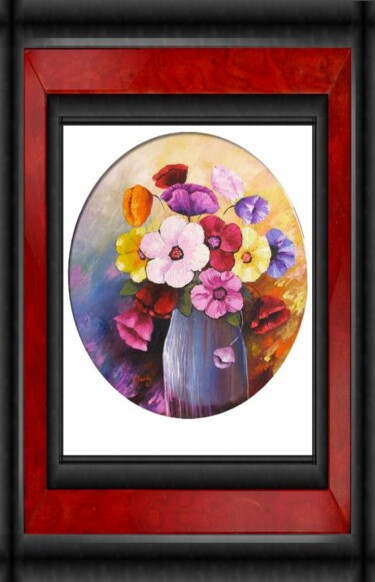 Peinture intitulée "Bouquet anémones" par Monique Tardy, Œuvre d'art originale
