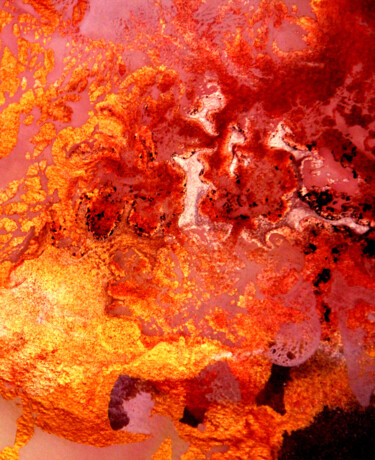 Pintura titulada "Vu du Ciel - Volcan…" por Monique Vivian, Obra de arte original, Acrílico