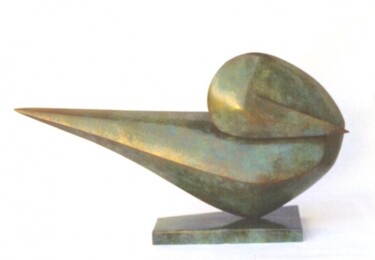 Skulptur mit dem Titel "Le Cygne - 2 -" von Monique Vivian, Original-Kunstwerk, Metalle