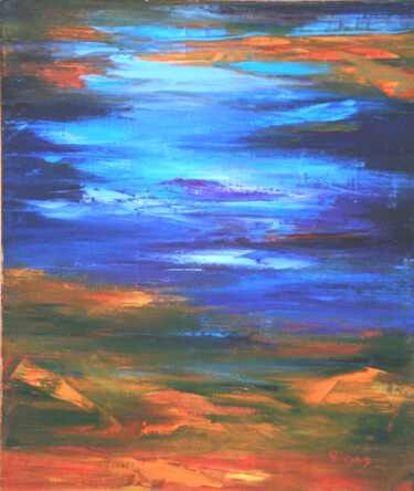 Peinture intitulée "Lever de Soleil sur…" par Monique Vivian, Œuvre d'art originale, Huile