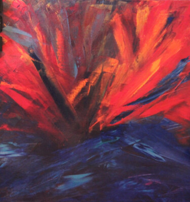 Painting titled "Explosion d'un volc…" by Monique Vivian, Original Artwork, Oil