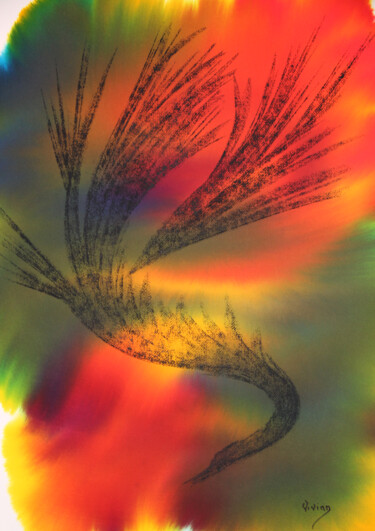 Peinture intitulée "Le Serpent de Mer -…" par Monique Vivian, Œuvre d'art originale, Pastel