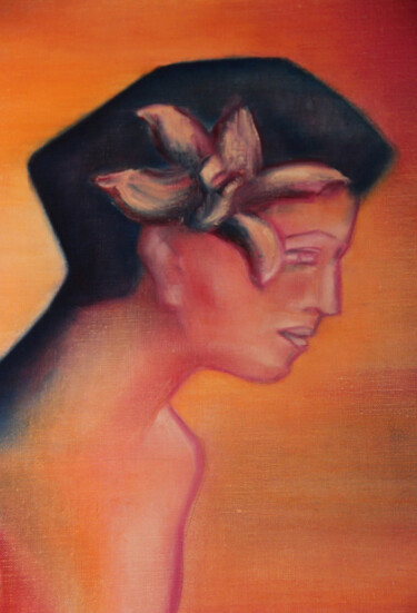 Painting titled "Femme Fleur - Détai…" by Monique Vivian, Original Artwork