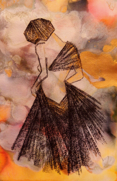Schilderij getiteld "Modèle Haute Couture" door Monique Vivian, Origineel Kunstwerk, Pastel