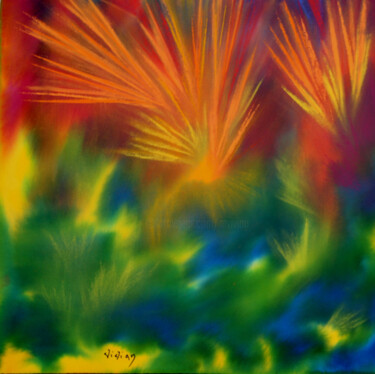 Pintura titulada "Explosion Volcans" por Monique Vivian, Obra de arte original, Pastel