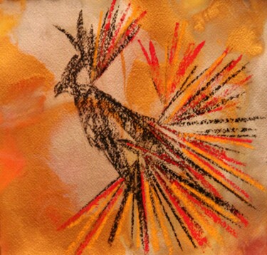 Schilderij getiteld "Mon Oiseau des Iles" door Monique Vivian, Origineel Kunstwerk, Aquarel