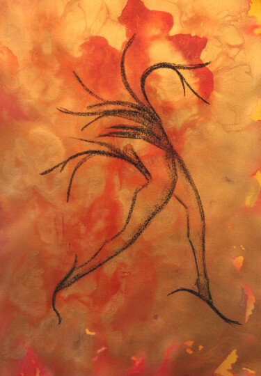 Peinture intitulée "Gorgone - Mythologi…" par Monique Vivian, Œuvre d'art originale, Pastel